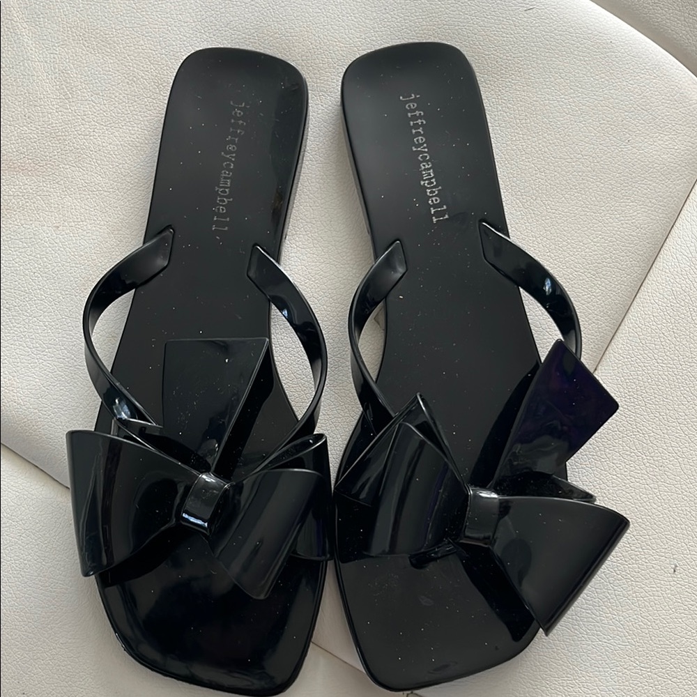 Jeffrey Campbell Black Bow Slide Sandals